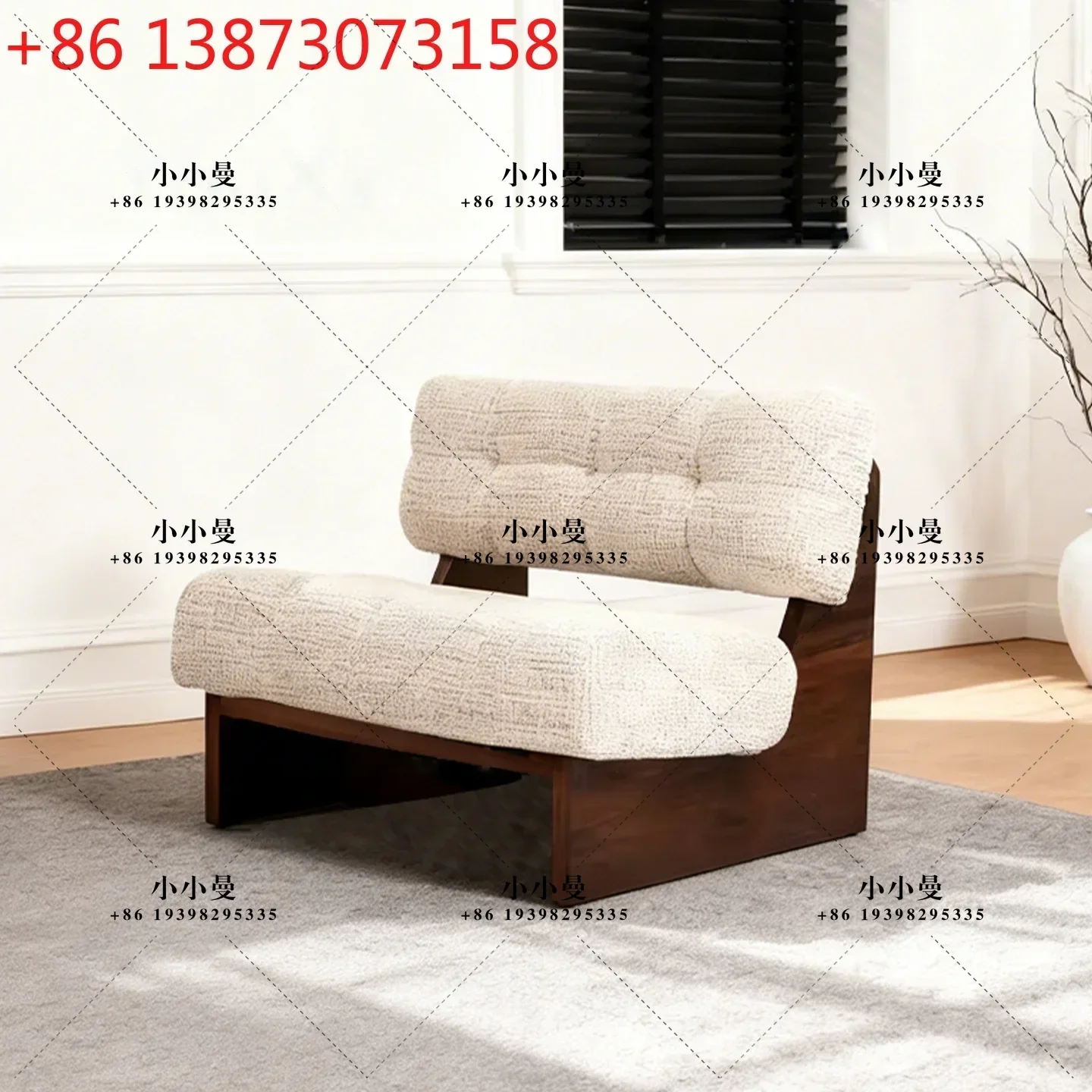 Vintage-style solid wood sofa chair living room and balcony single sofa lazy lounge chair homestay hotel clubhouse meeting chair