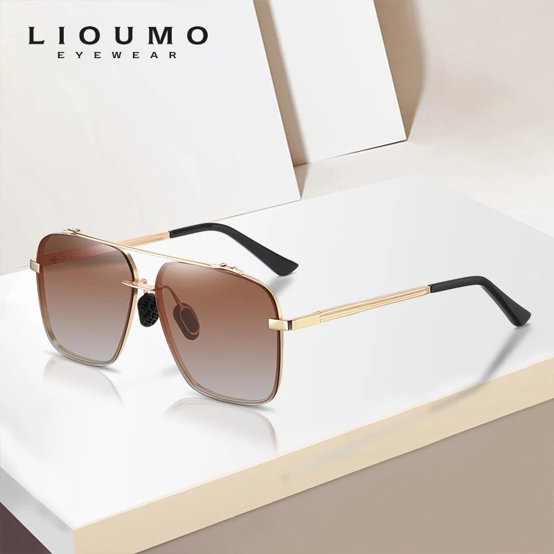 

LIOUMO Fashion Oversized Sunglasses Polarized Men Retro Driving Glasses For Women Trendy Shades Anti-Glare lunette de soleil