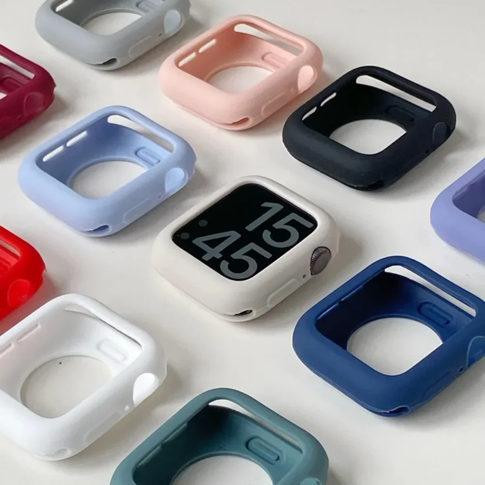 Candy Color Soft Silicone Bumper Case For Apple Watch Series 11 10 9 8 7 6 5 4 3 2 1 SE Fits 38-46mm Skin Friendly Unisex
