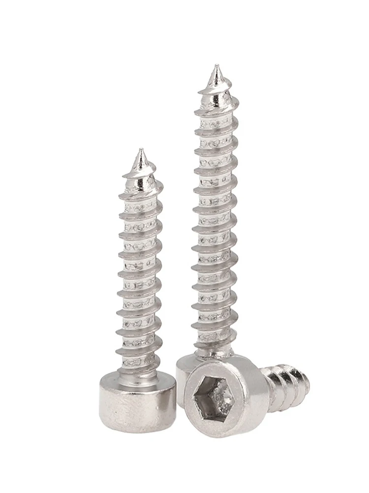 50 stücke M 1,7 M2 M 2,3 M 2,6 M3 M 3,5 M4 M5 M6 Nickel-Überzogener Stahl allen Schlüssel Hex Hexagon Socket Cap Head Selbstschneidende Schraube – Detail 3