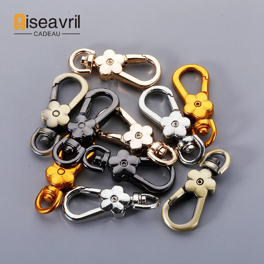 

5pcs Handbags Clasps Handle Flower Lobster Metal Clasps Swivel Trigger Clips Snap Hooks Bag Key Rings Keychains Bag Accessories