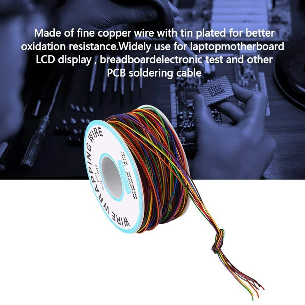 A40I Tin Plated Copper Wire,8-Wire Colored Insulation Test Cable P B-30-1000 250M 30AWG Tinned Copper Solid Cable