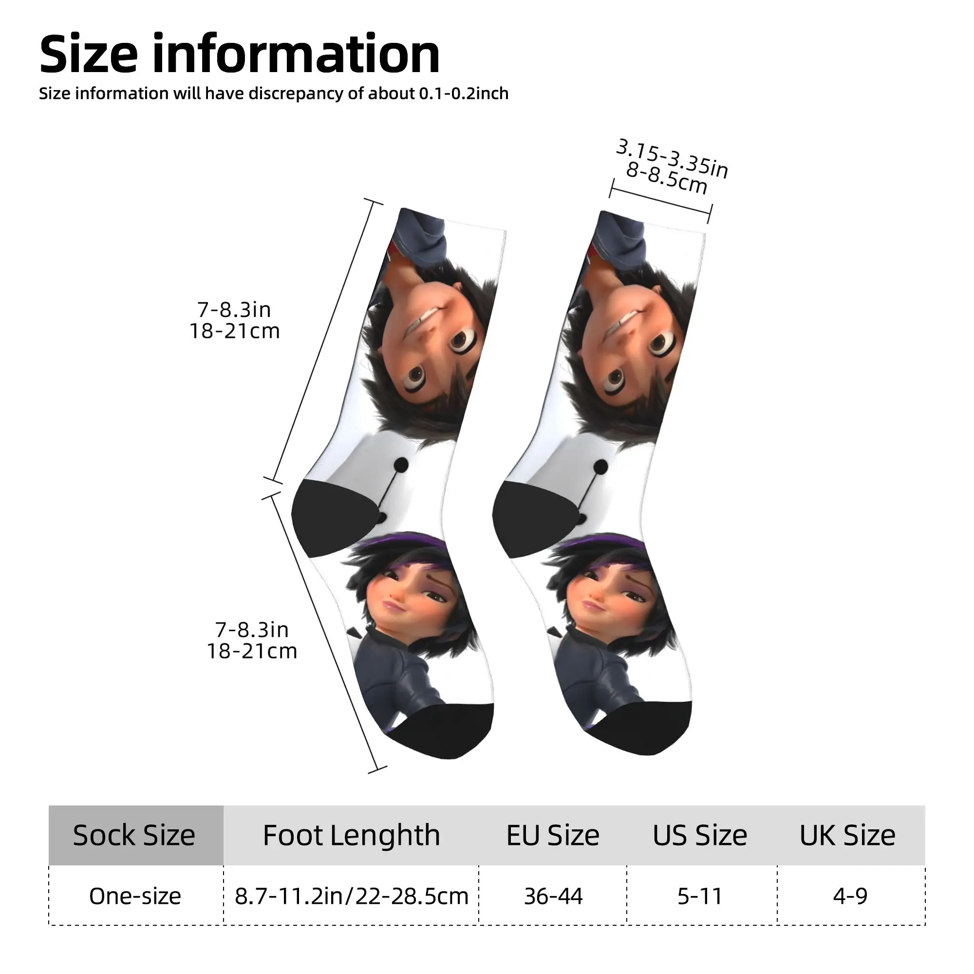 Big Hero 6 Cartoon Socks  Gothic Stockings Adults Men Comfortable Outdoor Sports Socks Spring Printed Anti Bacterial Socks