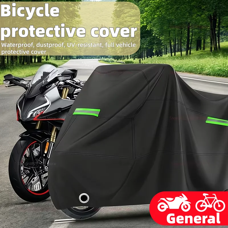 غطاء دراجة نارية عالمي مقاوم للماء والغبار والحماية من الشمس شديد التحمل ومقاوم للعوامل الجوية غطاء مركبة كامل للمطر