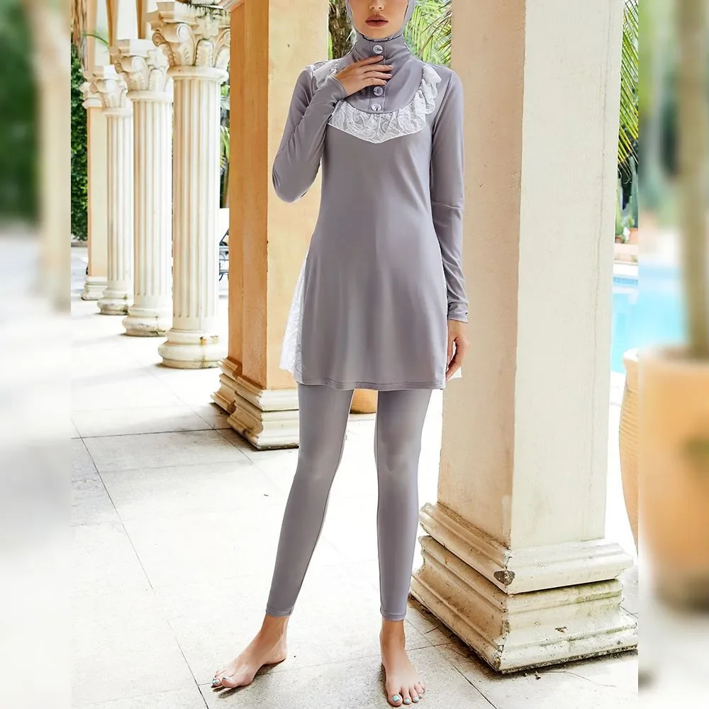 

3pcs Hijab Burkini Women Muslim Swimsuit Islam Swimwear Bathing Suit Beachwear Swimming Costumes Conservative Maillot De Bain