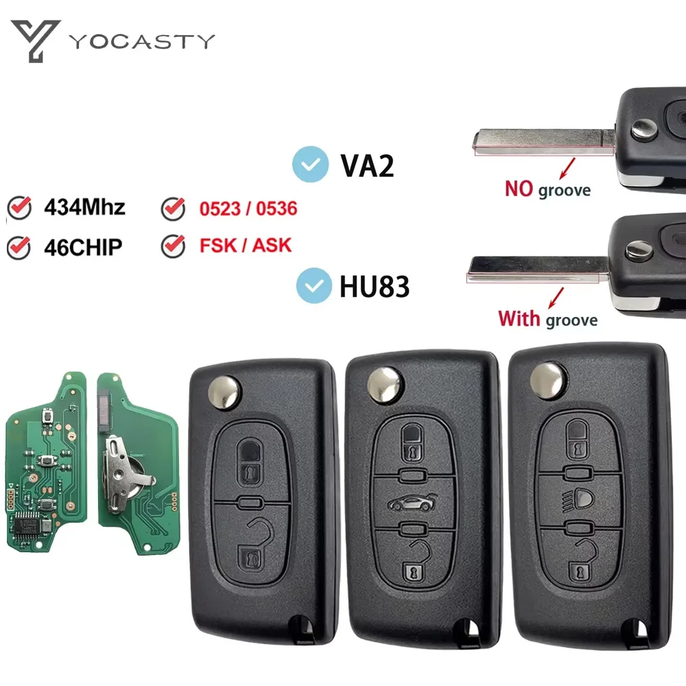 Flip Remote Car Key ASK FSK For Peugeot 207 307 308 407 607 807 For Citroen C2 C3 C4 C5 C6 Xsara Berlingo CE0536 CE0523