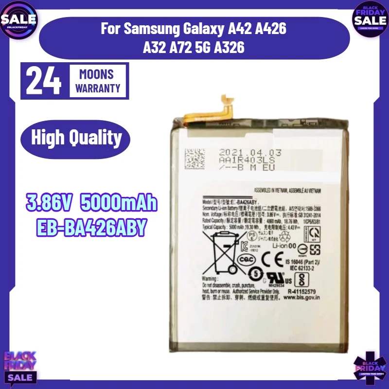 

3.86V 5000mAh Mobile Phone Backup Battery EB-BA426ABY For Samsung Galaxy A42 A426 A32 A72 5G A326 SM-A326B SM-A426B