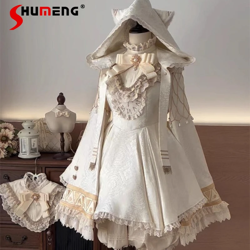 

Cute Girl Fake Collar Magic Hat Roita Dress Heavy Industry Gorgeous Elegant Chic Long-sleeves Dresses Japanese Lolita Vestidos