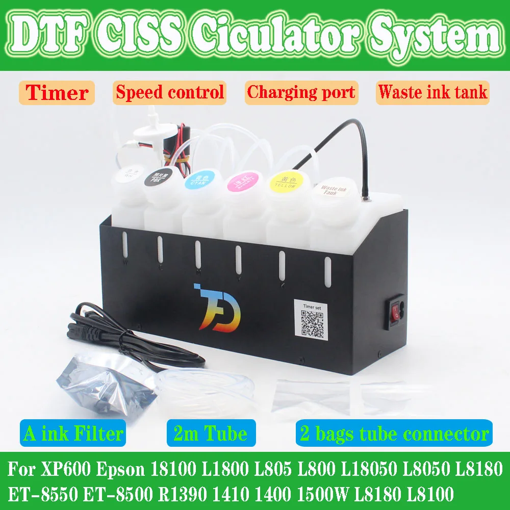 DTF Ink Circulation Kit CISS Tank Stirrer For Epson L1800 L800 L805 L18050 L8050 XP600 ET 8550 8500 DTG White Ink Mixer Timer