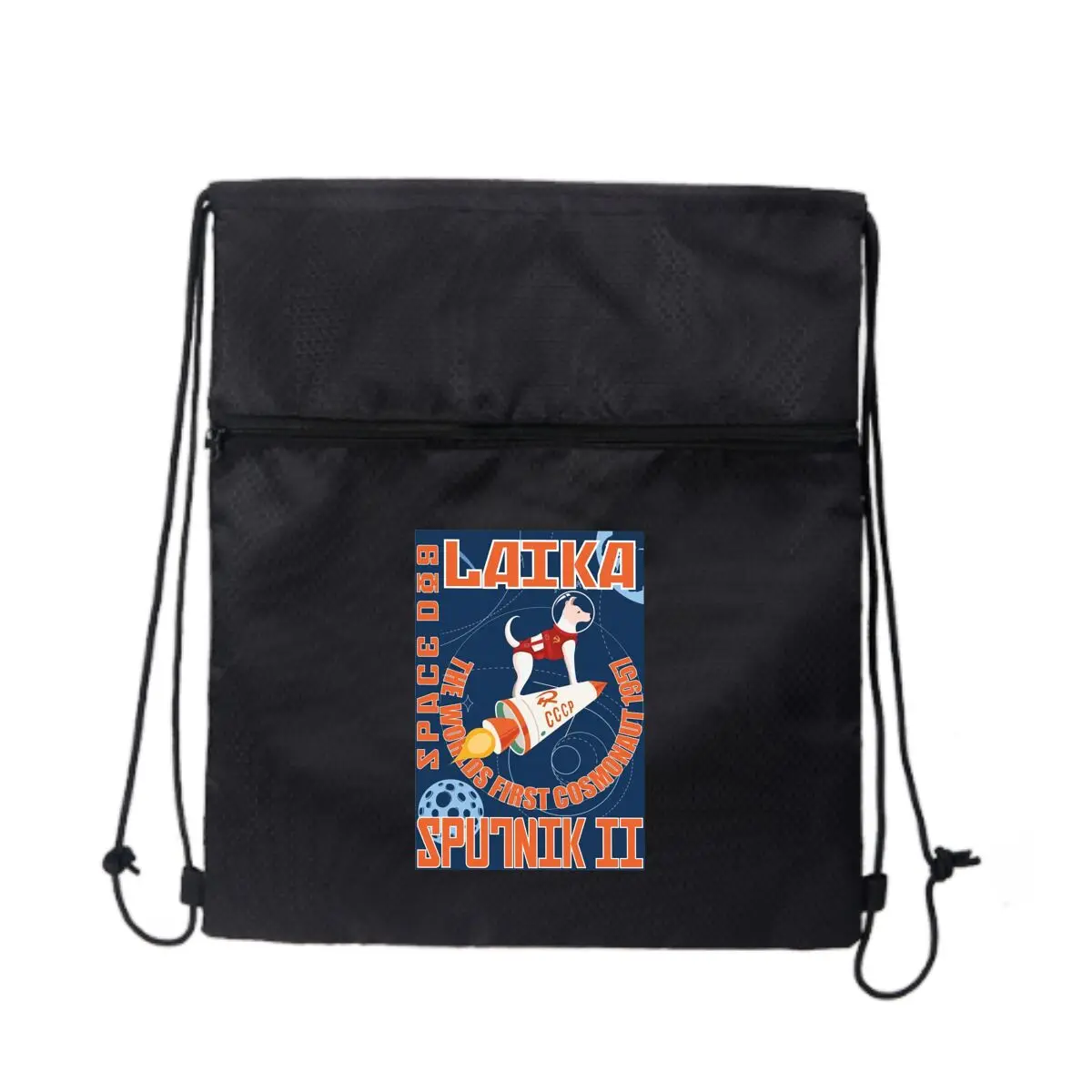 

Laika Sputnik II Стильная спортивная сумка на молнии с графическим рисунком на шнурке: спортивный дизайн для любителей фитнеса