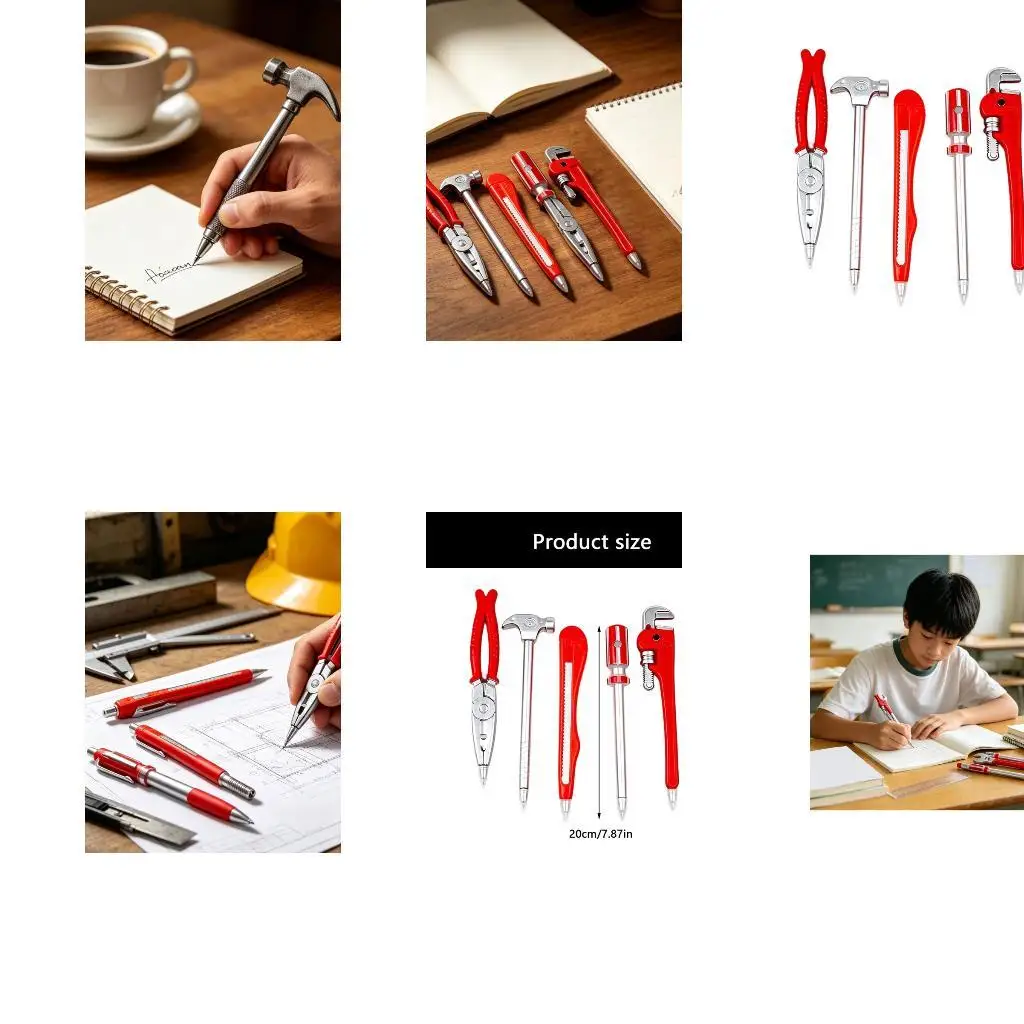 Playful Hand-Tool-Shaped Ballpoint Pen with End for Ferrous Areas, Distinctive Writing Design for Homework, Note D2RC