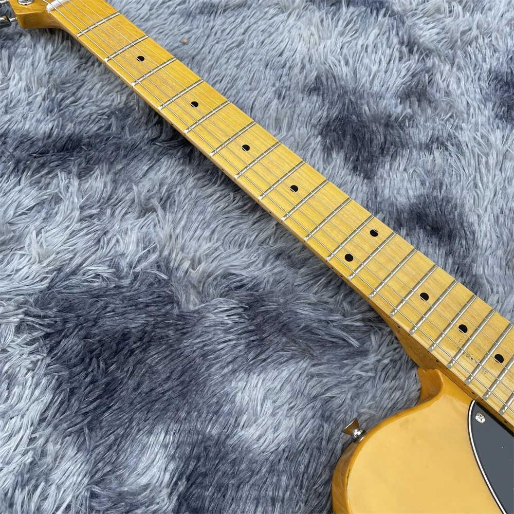 High quality TL electric guitar Yellow body Maple headstock Black pickguard Color can be customized