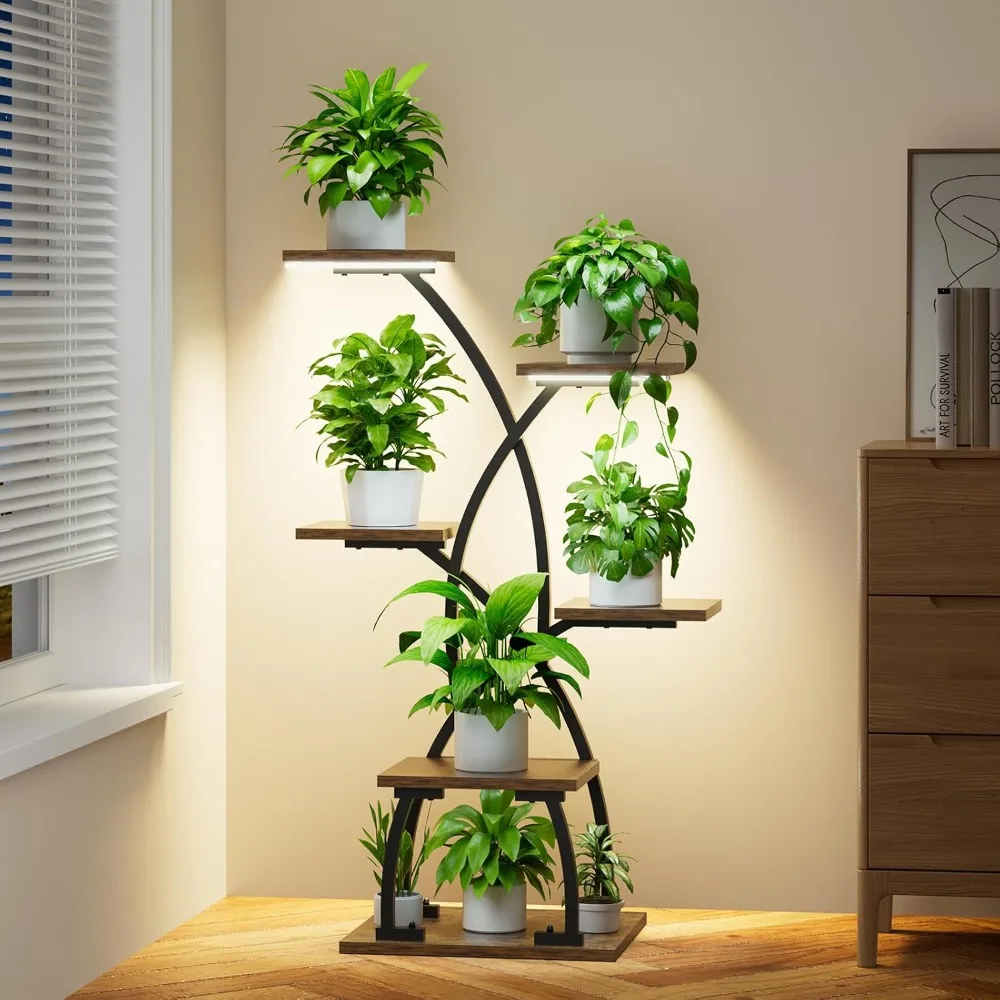 Plant Stand Indoor with Grow Lights - 6 Tiered Plant Shelf Indoor, 36“ Corner Shelves for Plants Multiple