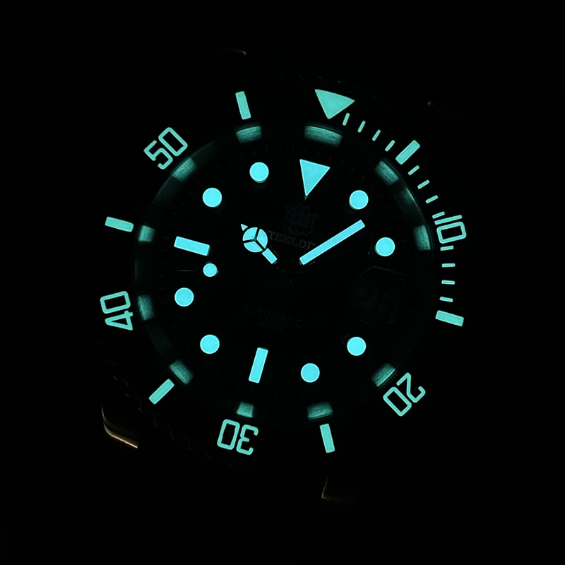 STEELDIVE Men Automatic Watch 41mm Gold Mechanical Wristwatch Diver 30ATM Waterproof C3 Luminous Sapphire NH35 Ceramic Bezel