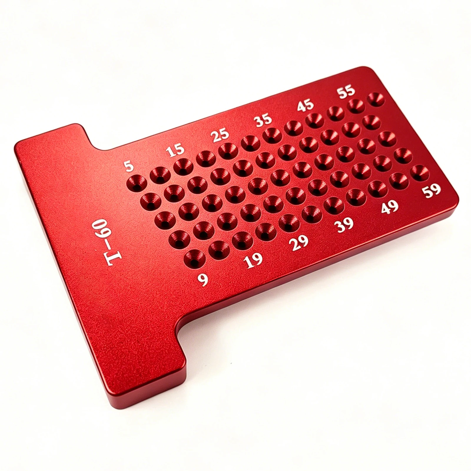 T-Type Ruler T-60 Measuring Tool, Woodworking Scriber & Scribing Gauge, Aluminum Alloy Hole Gauge Carpenter Marking Tool (Red)