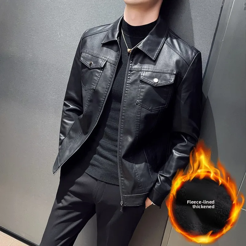 New Fashion Men Slim Fit Motorcycle Leather Jackets Multi-pockets Casual PU Leather Coats Quality Male Autumn Winter Jackets 5XL - Image 3