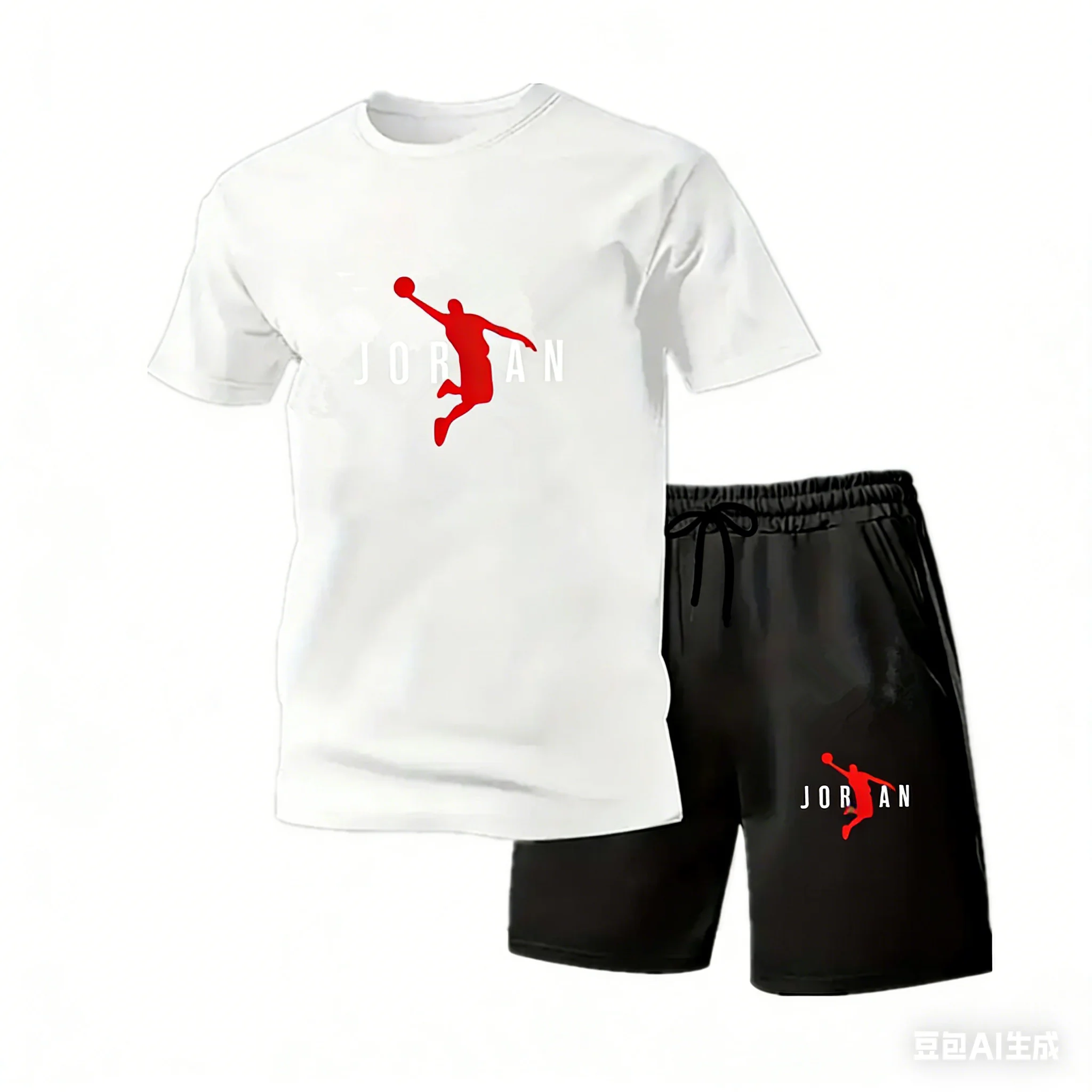 2026 New Jordan Style Men's 2 Piece Set Summer Black Short Sleeve T Shirt Shorts Casual Sports Tracksuits Plus Size S-4XL - Image 5