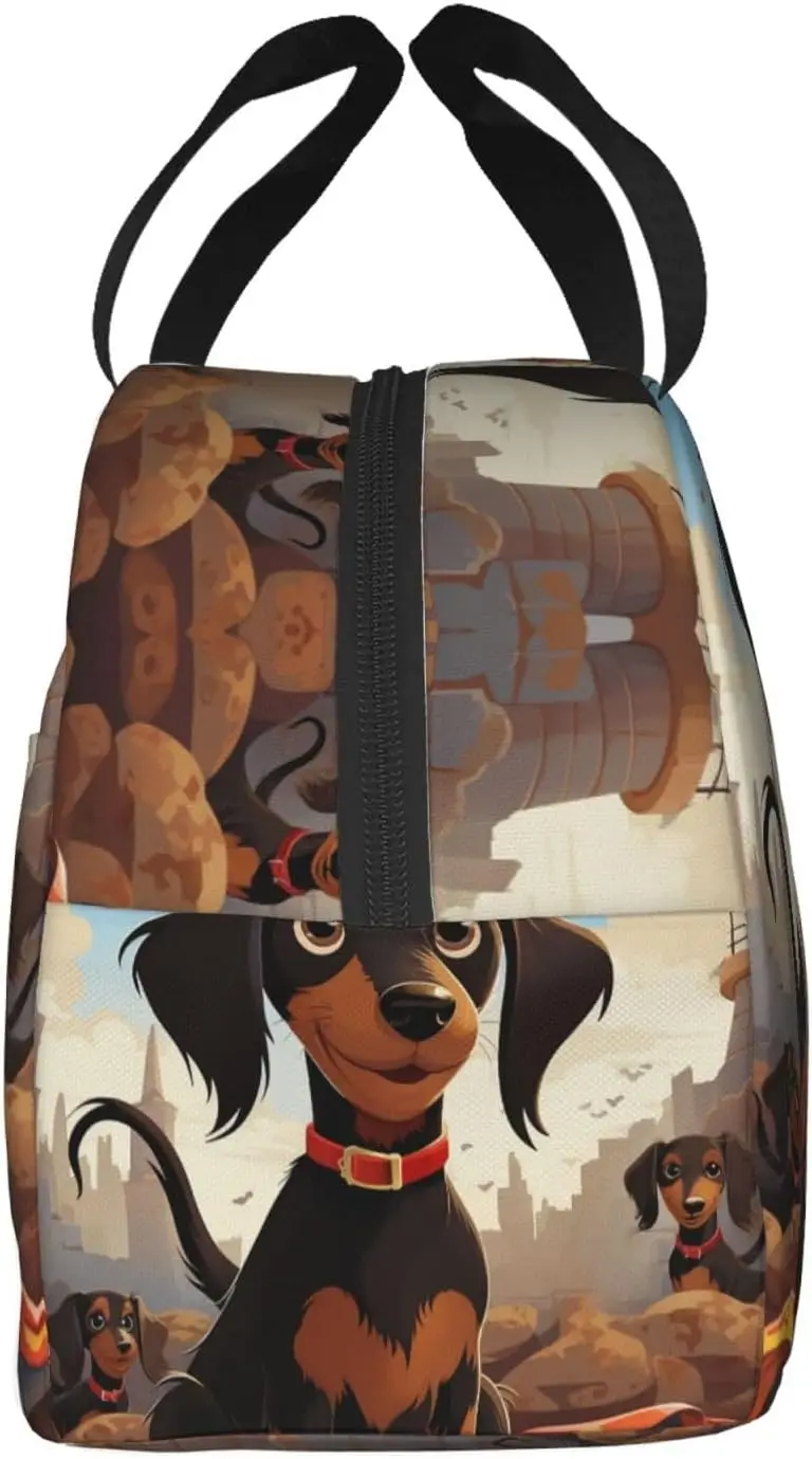 Insulated Reusable Lunch Bag I Love My Dog Dachshunds Lunch Box For Women Men Portable Leakproof Lunch Tote Bag