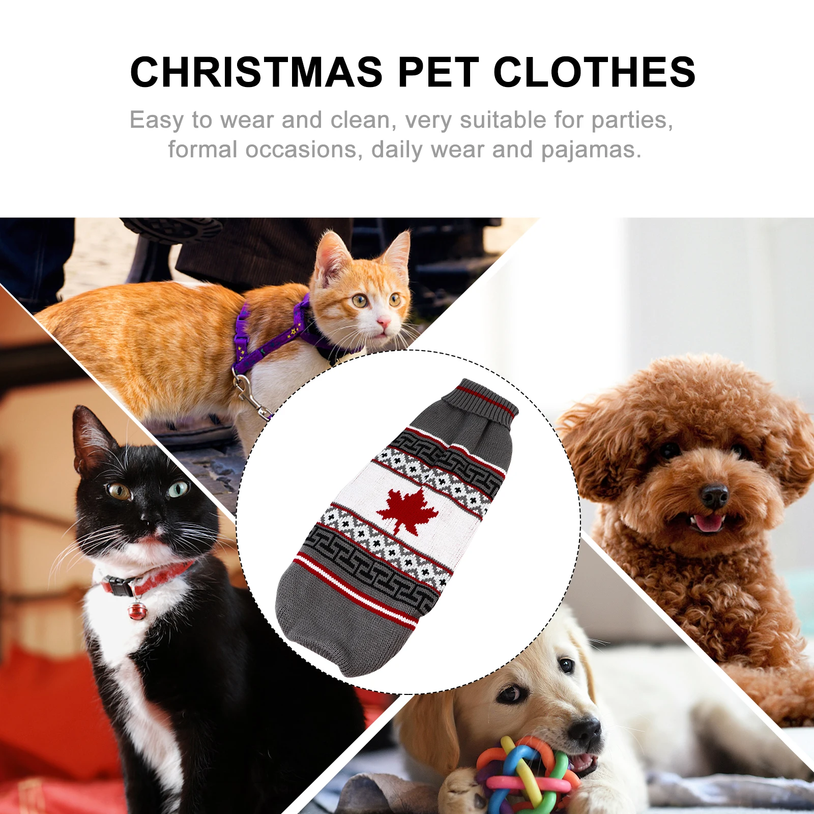 

Winter Warm Dog Clothes for Pets Small Christmas Outfits Sweater Holiday Costumes