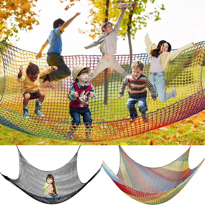 1m×3m Double Layer Kids Safety Cargo Net Outdoor Climbing Net Backyard Playground Obstacle Course Swing Protective Barrier Net