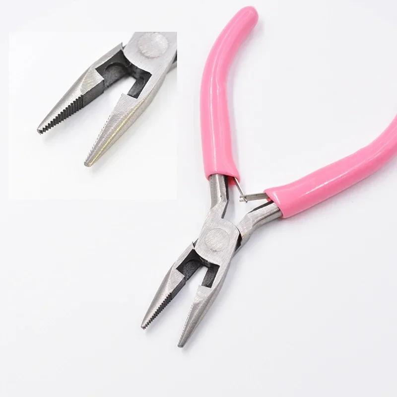 Alicates antideslizantes con mango de Color rosa para joyería, Kit de herramientas y equipo para bricolaje, diseño de accesorios