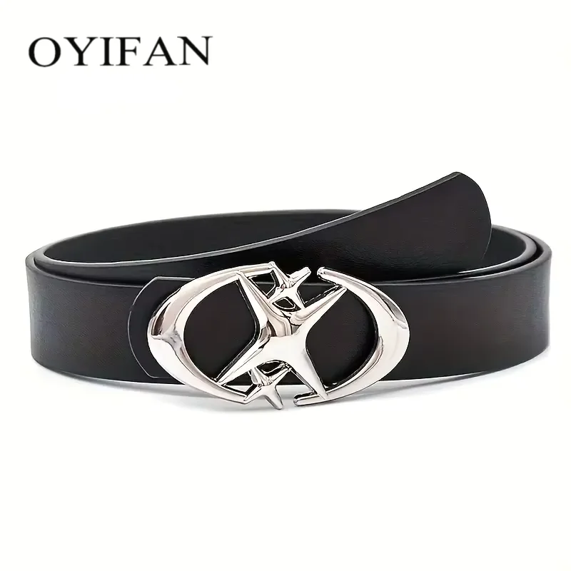 Men's Belt Punk Star Buckle Belt Design Cross Metal Vintage Gothic Men Women Y2K Belt Pu Leather Belt Pants Jeans Neutral Belts