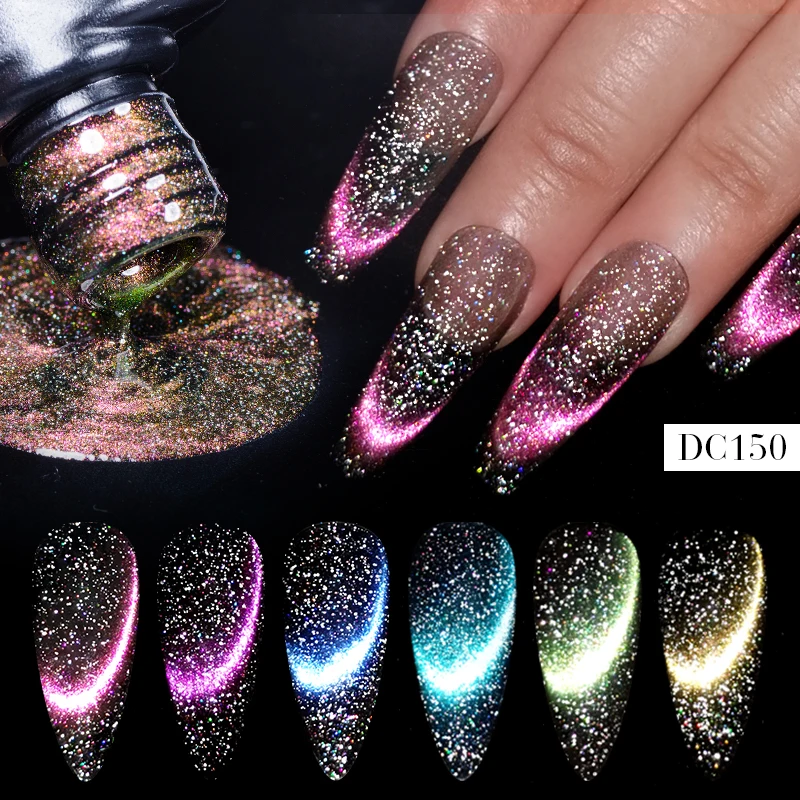 Mtssii 7ml Cat Magnetic Gel Nail Polish Semi Permanent Dynamic Glitter Reflective Nail Gel Soak Off UV Gel Nail Art Varnish