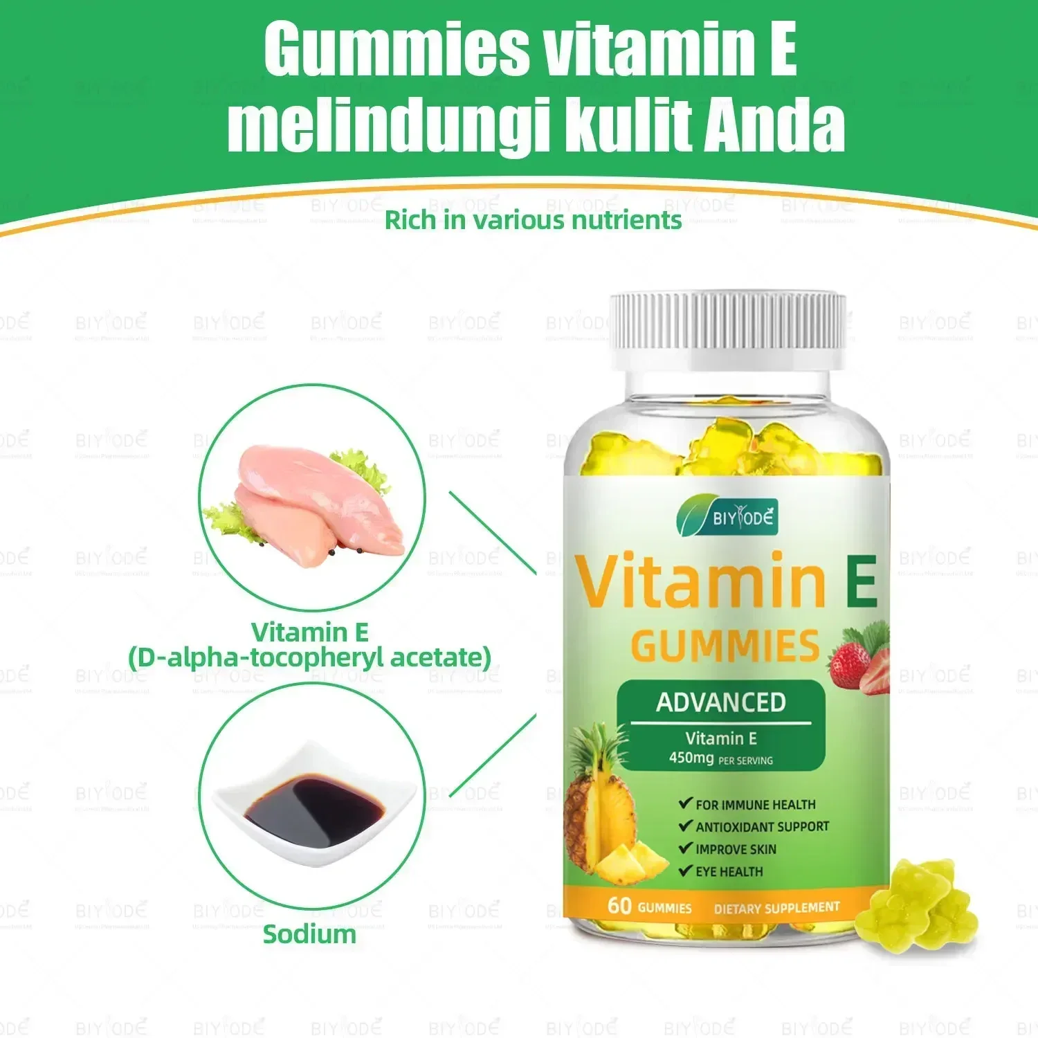 

1 bottle of vitamin E gummies to regulate endocrine disorders improve immunity supplement vitamin health foods