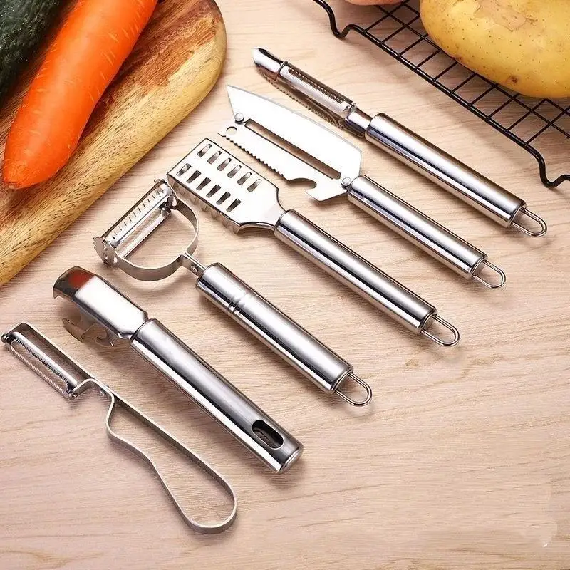 6Pcs Stainless Steel Fruit Peeler Fish Scale Scraper Vegetable Carrot Cutter Kitchen Gadget Tool Speed Peeler Slicer