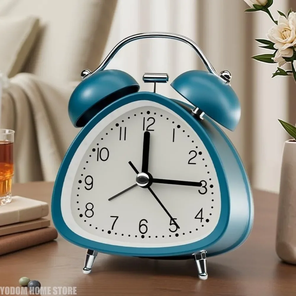 Clock Retro Alarm Mechanical Double Bell Home Office Desktop Metal Alarm Clock Desk Table Analog Clock Silent With Night Light