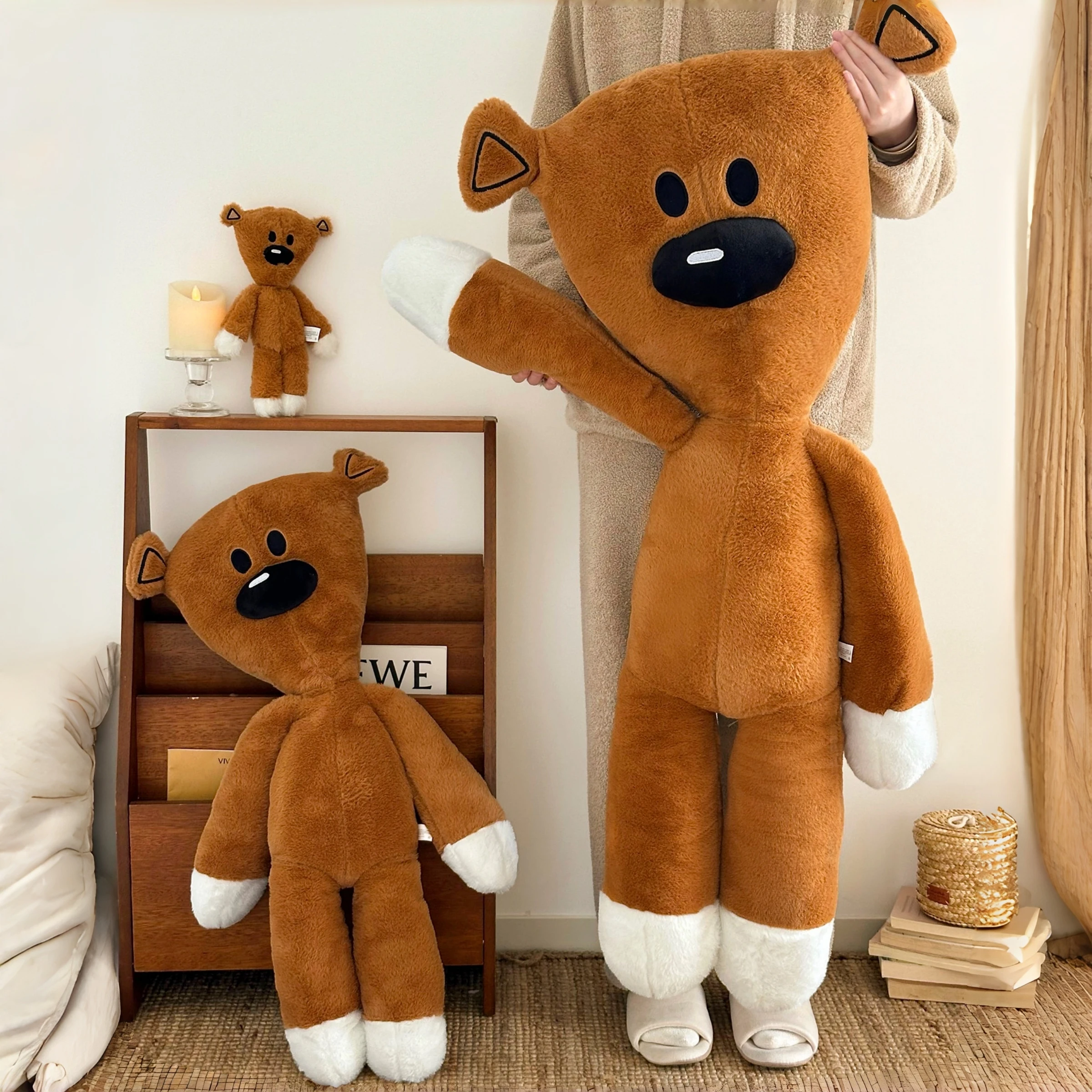 

Большая плюшевая игрушка-медведь, милый коричневый медведь, гигантская подушка-обнимашка, мягкая пушистая кукла-медведь Мистер Бин для фанатов, подарок на день рождения, декор для дома