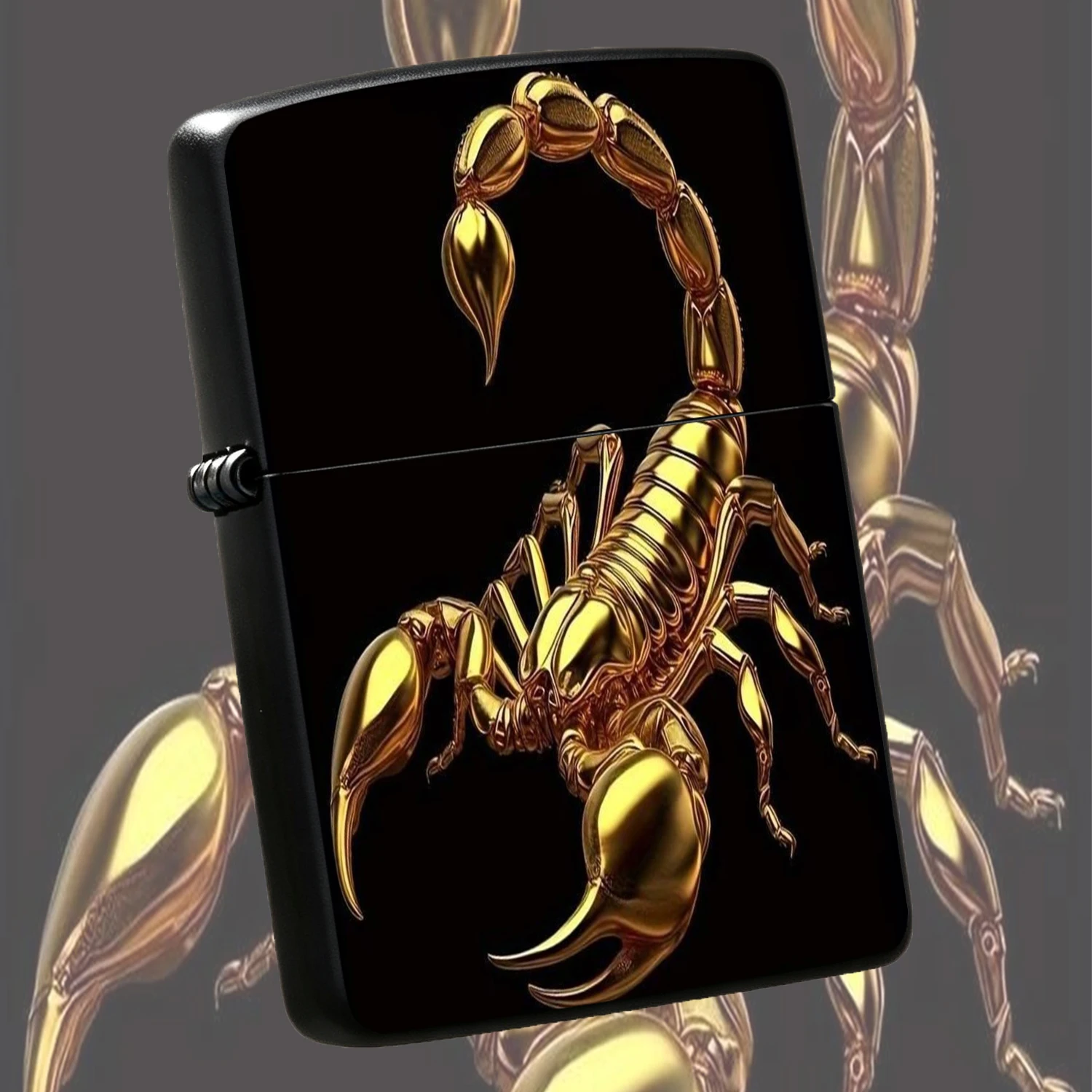 Exquisite Golden Scorpion Themed Portable Lighter, Embossed Cool Stylish Decor Accessory, Ideal For Daily Carry, Gifting, Collection, Desktop Display, Suitable For Camping Hiking Indoor Outdoor Various Occasions A Humorous And Interesting L