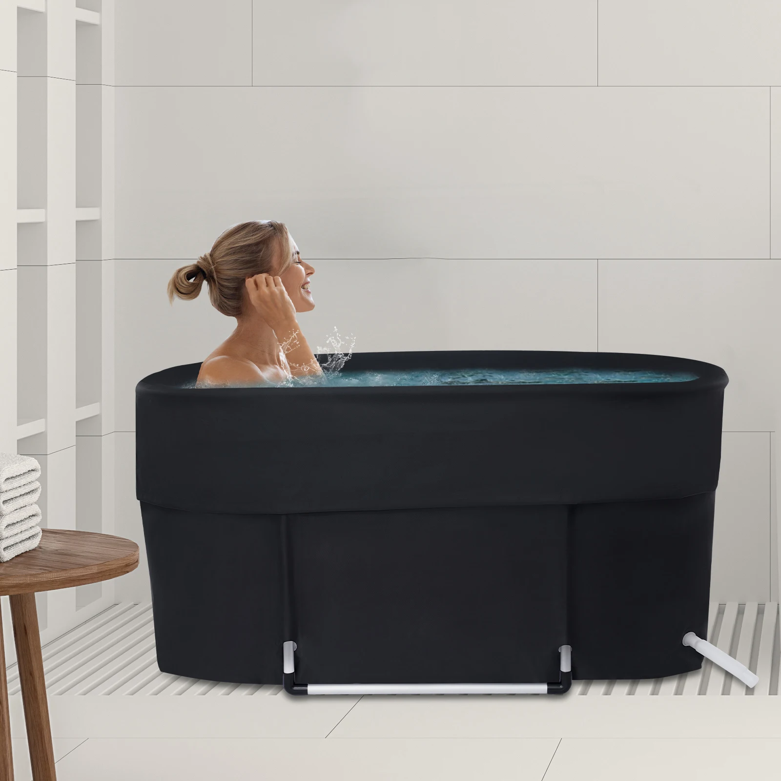 

Black Portable Bath Tub, Foldable Ice Bath, Cold and Hot Baths for Relieving Muscle Soreness or Achieving Deep Relaxation