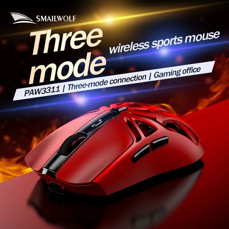 SMAILWOLF M8 Wireless Bluetooth Mouse Esports Three-Mode PAW3311 Laptop Desktop Gaming Office Lightweight RGB Magnetic Charging