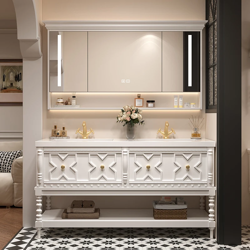 

French Retro Bathroom Cabinet Decorations Trendy Toilet Living Room Kitchen Cupboard Medicine Space Saver Archivadores Furniture