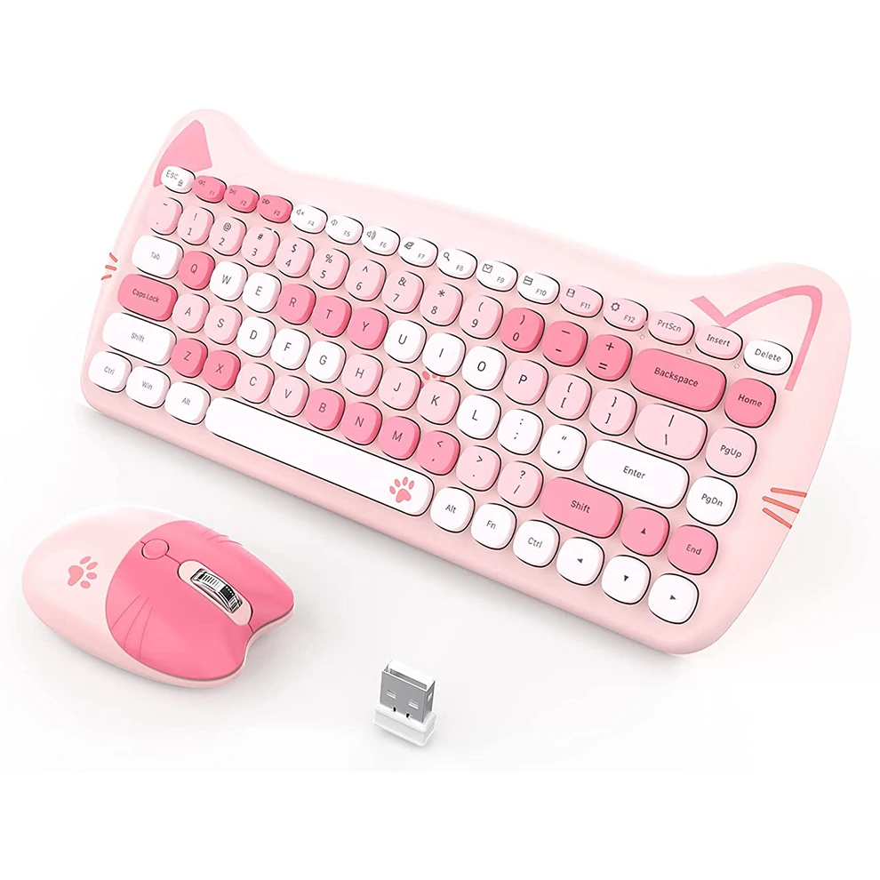 

Mofii Cute Wireless Keyboard Mouse 2.4GHz Retro Quite Colorful Wireless Keypad Mouse Compatible with Windows PC, Desktop, Laptop