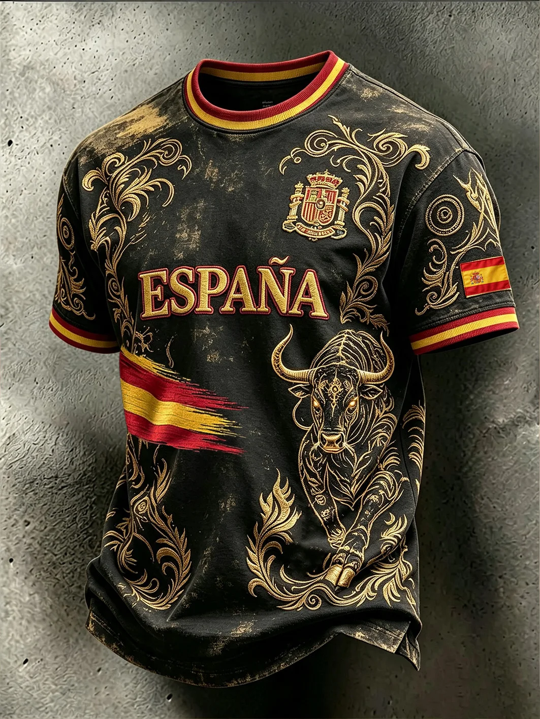 Spain 2026 Commemorative National Team Championship Football Jersey, Fan Friendly 3D Quick Drying Sports Casual T-shirt for Men