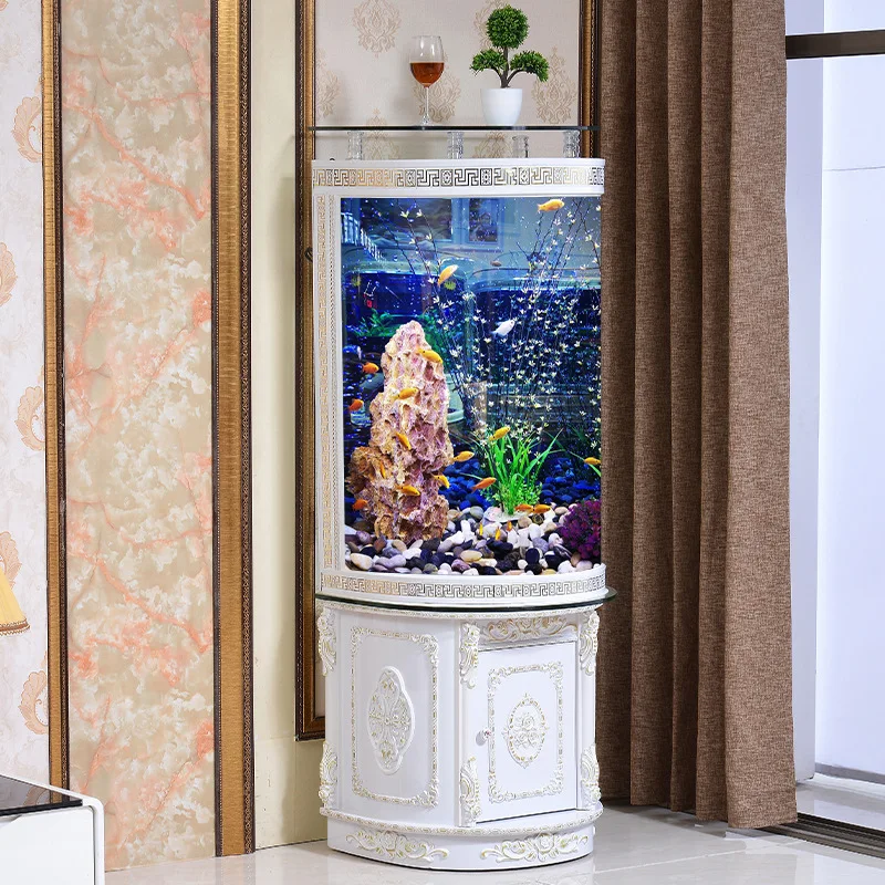 Semicircular floor-to-ceiling vertical household circulating bottom filter medium and small aquarium