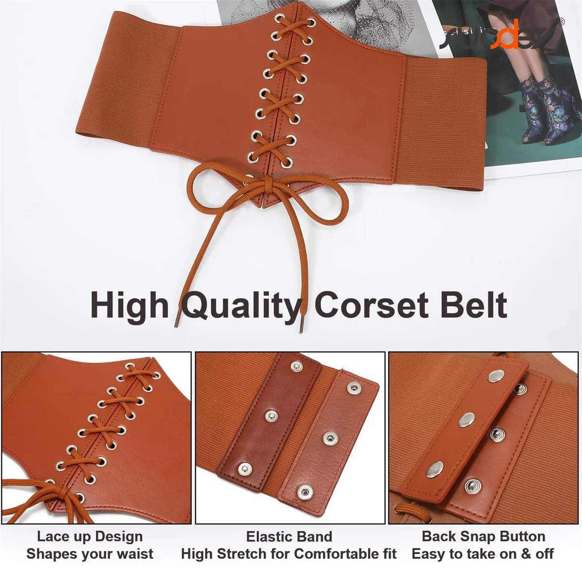 Corset Belt for Women, Elastic Steampunk Renaissance Pirate Rivets Cinch Leather Waist Belts Adjustable Gifts for Girls