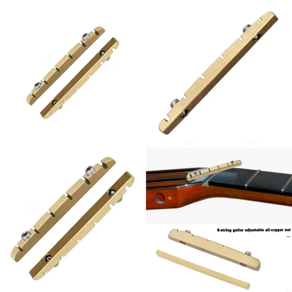 6 String Electric Guitar Brass Nut 42mm Length Adjustable Screw Mechanism For Personality String Height Setups