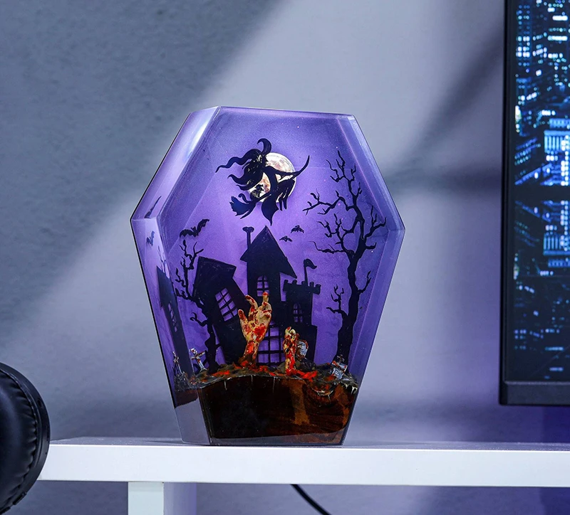 Vampire Scence Organism Resin Table Light Vampire Movie Figure Creactive Art Decoratio Terror Elements Night Light USB Charge