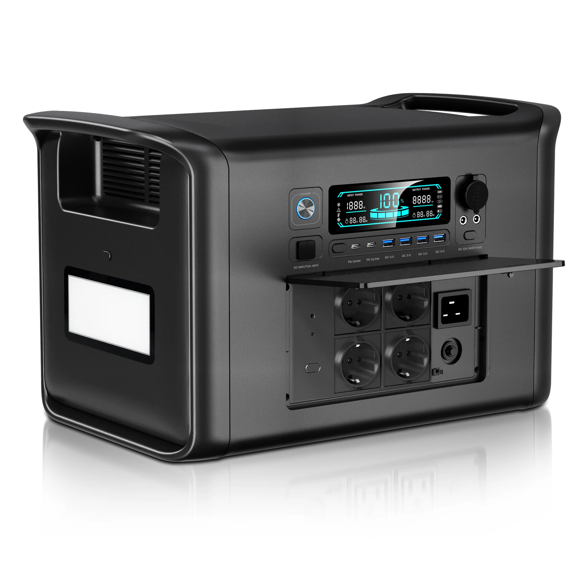 

2400W Portable Power Station 2048Wh LiFePO4 External Battery Output Solar Generator Suitable for Home and Camping