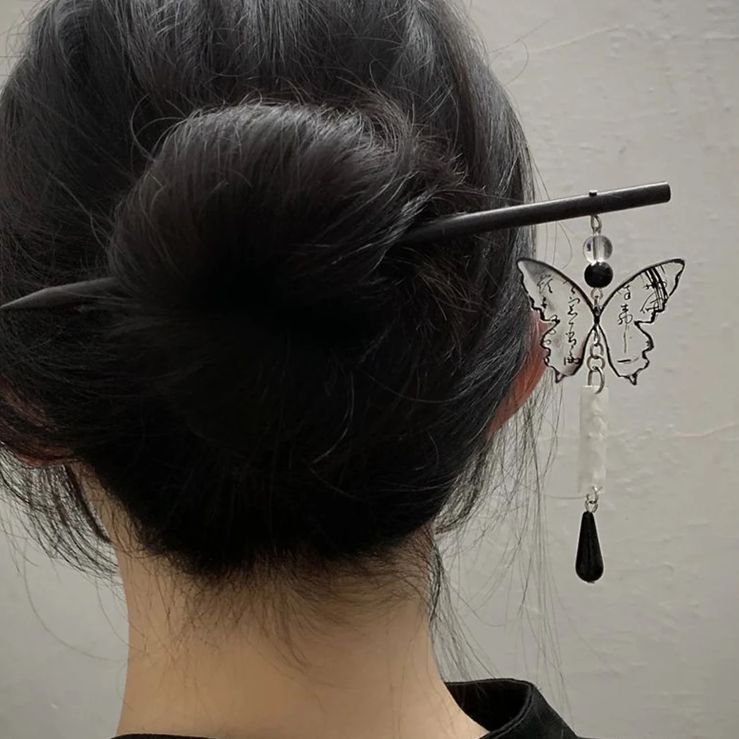 Black Butterfly Hair Stick Hairpin Ancient Chinese Traditional Culture Chopstick Hair Accessories Hanfu Hair Clip