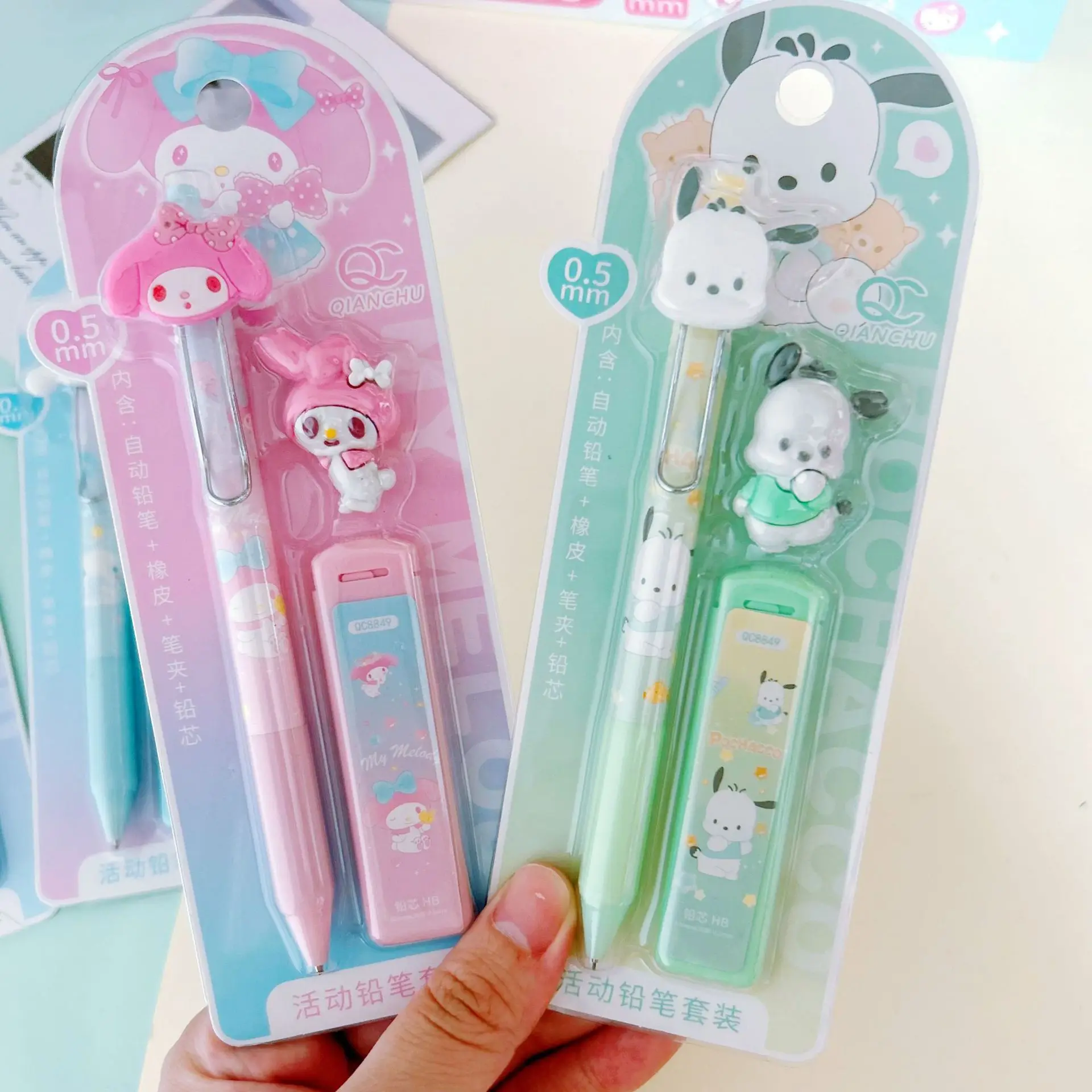 

for Kawaii Kitty Kuromi Mechanical Pencil Set Student Sharpening-Free Automatic Pencil Refill Combination Student Stationery Gif
