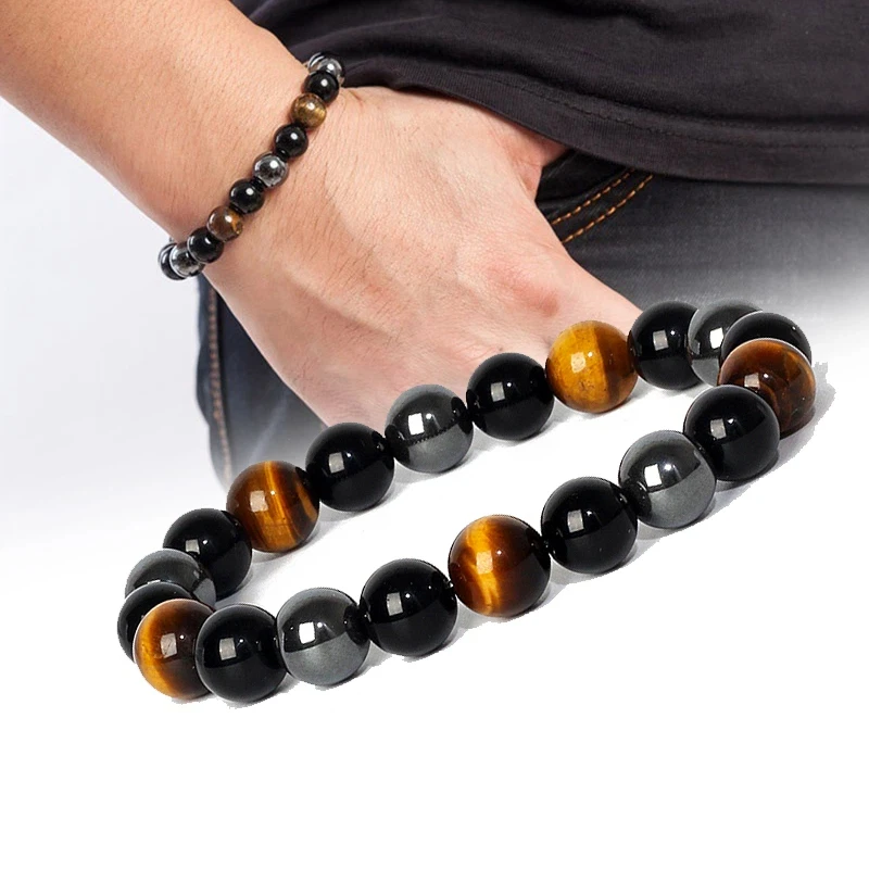 Black Obsidian Hematite Tiger Eye Beads Bracelets Men for Magnetic Health Protection Women Soul Jewelry Pulsera Hombre