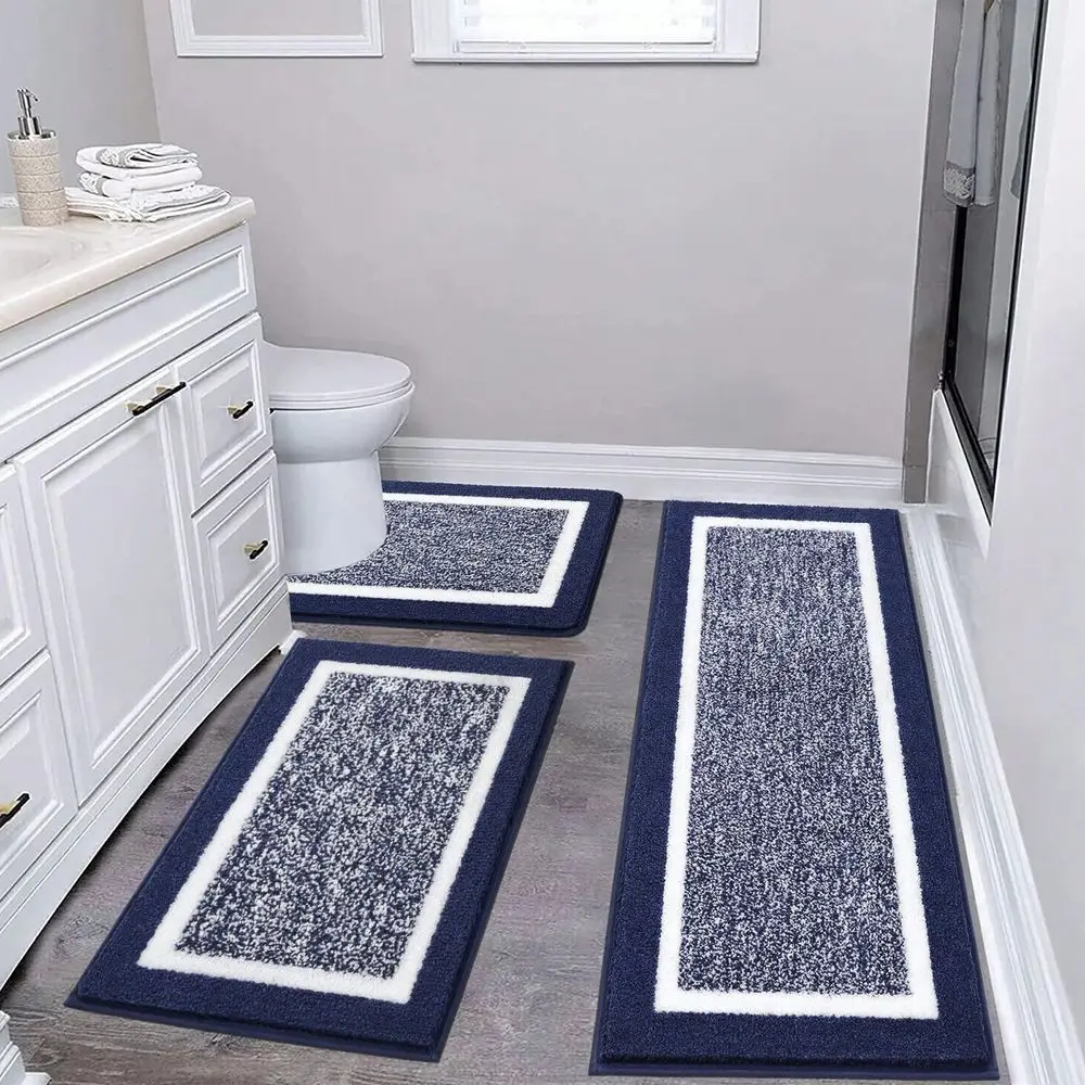 

Набор ковриков для ванной комнаты, 3 предмета, из микрофибры, пушистые, нескользящие, ультрамягкие, впитывающие, с U-образным ковриком для унитаза