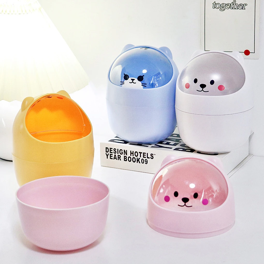 Trash Can Desk Bin  Rubbish Storage Bin  Cute Wastebasket with Mini Garbage Organizer  for Kitchen Car Dust Bin