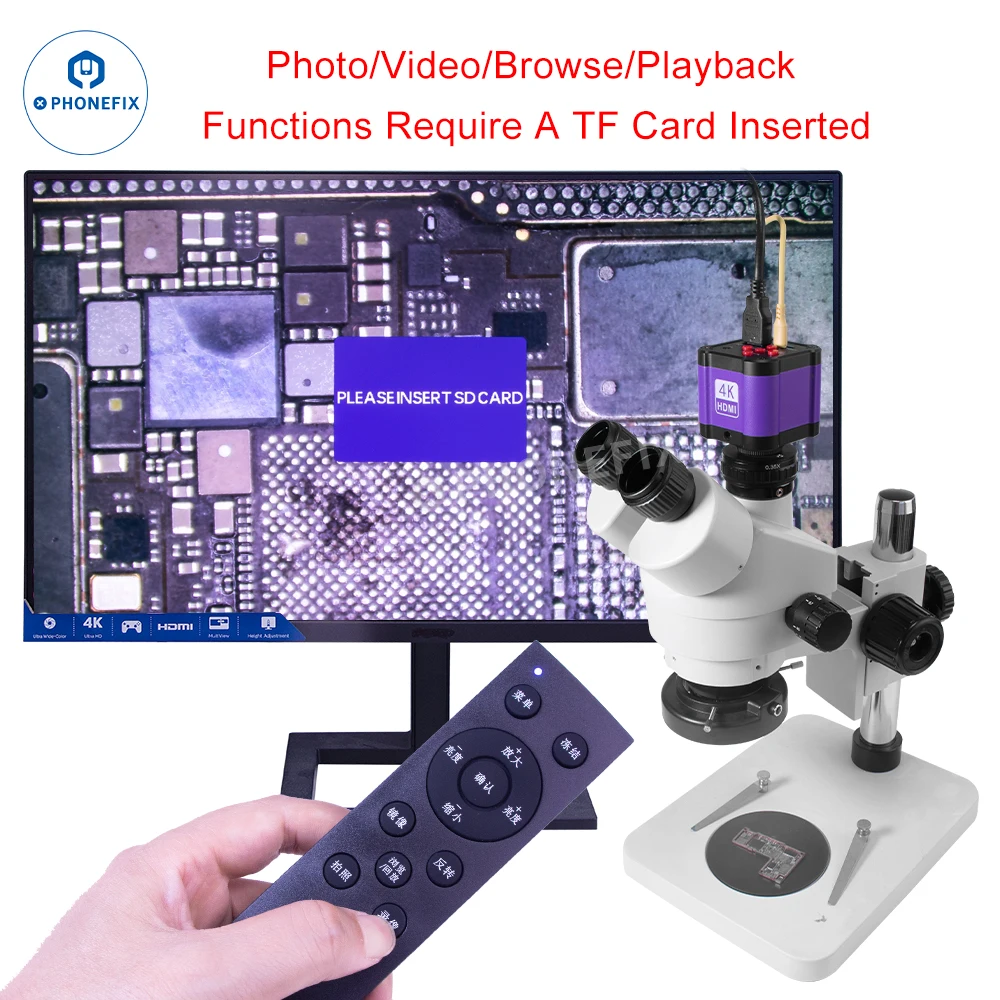 MS4K01 14MP 4K 60fps HDMI USB Industry Video Microscope Camera C-Mount Software Control Magnifier For Phone Chip PCB Repair