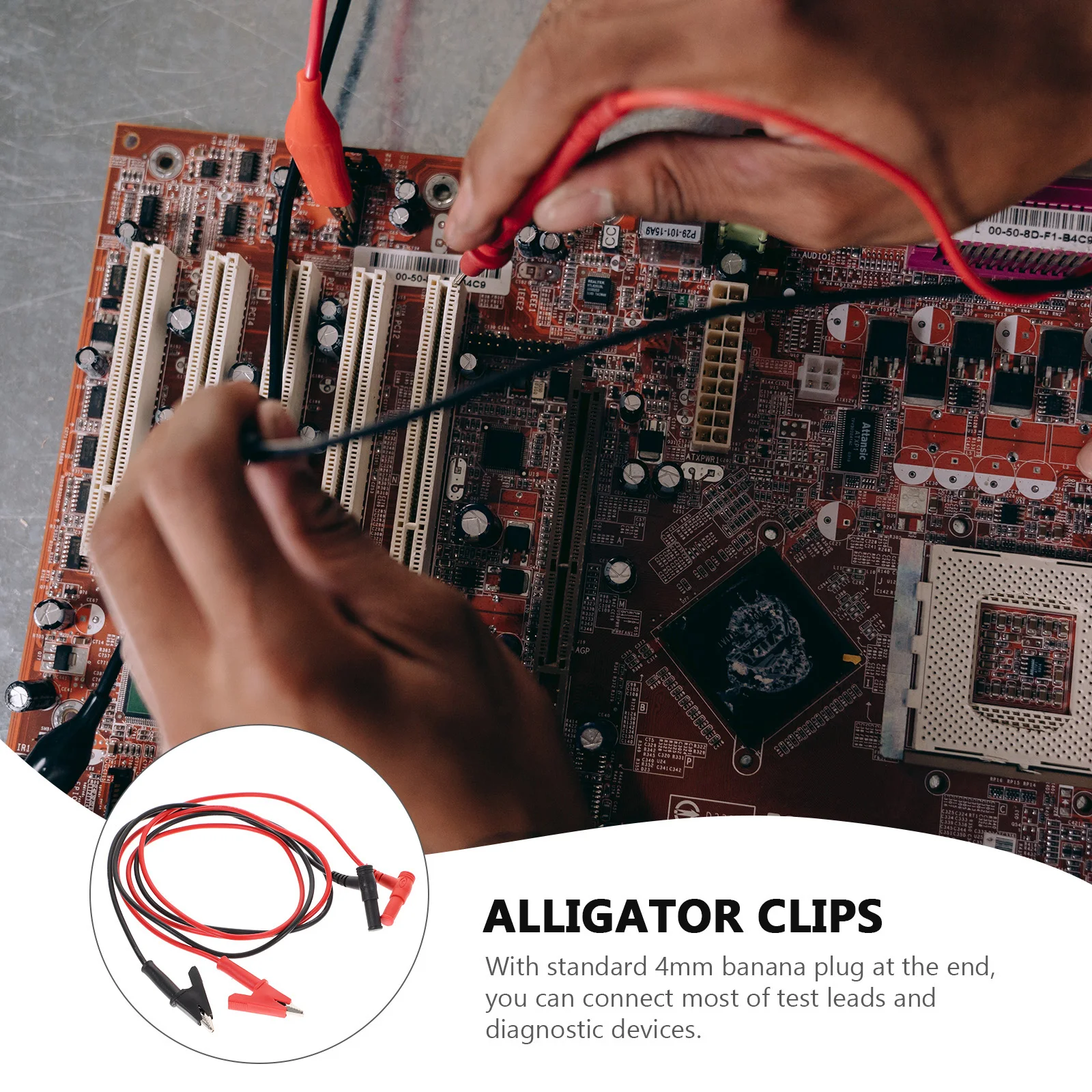 

2 шт., 4 мм штекер типа «банан» к зажимам типа «крокодил», тестовые кабели, щупы мультиметра, 1 м, черные, красные провода, инструменты для ремонта автомобилей