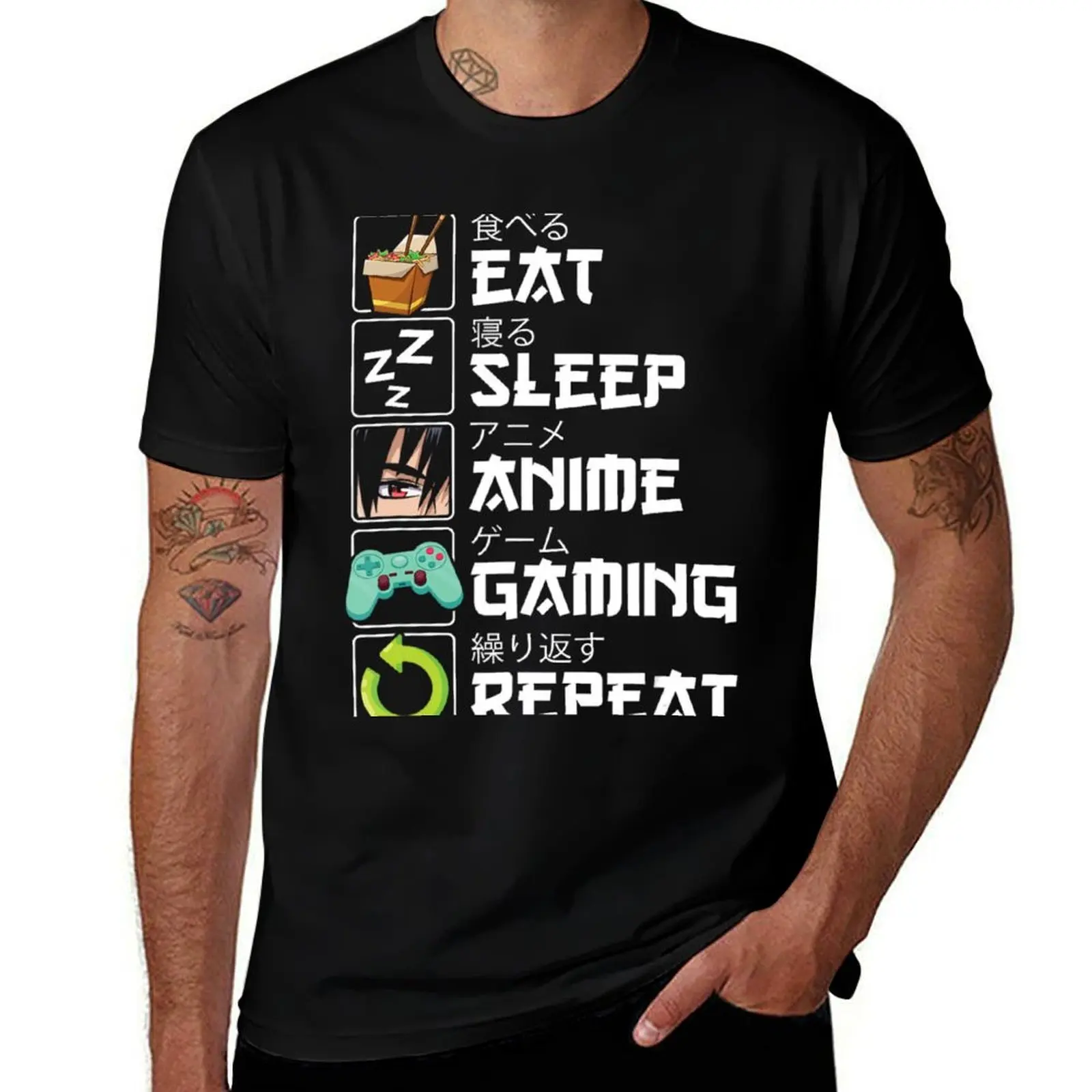 Eat Sleep Anime Gaming Repeat Kawaii Otaku Anime Manga T-Shirt man t shirt graphic T-Shirt
